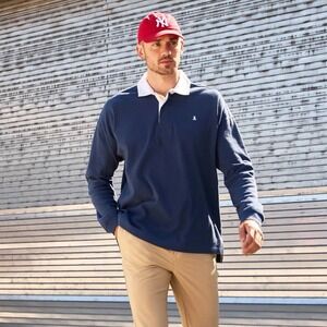 Chubbies Shirt Mens XL Rugby Blue With‎ White Collar Long Sleeve NEW